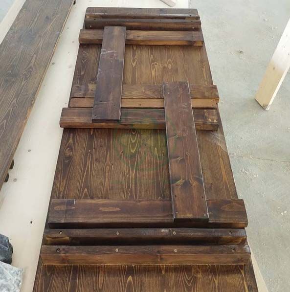 Factory Direct Folding Rustic Farmhouse Bench for Outdoor Weddings and Events SL-T2122WFHB