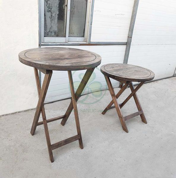 Wholesale Farmhouse Style Wood Folding Round Bistro Table for Garden or Patio SL-T2125