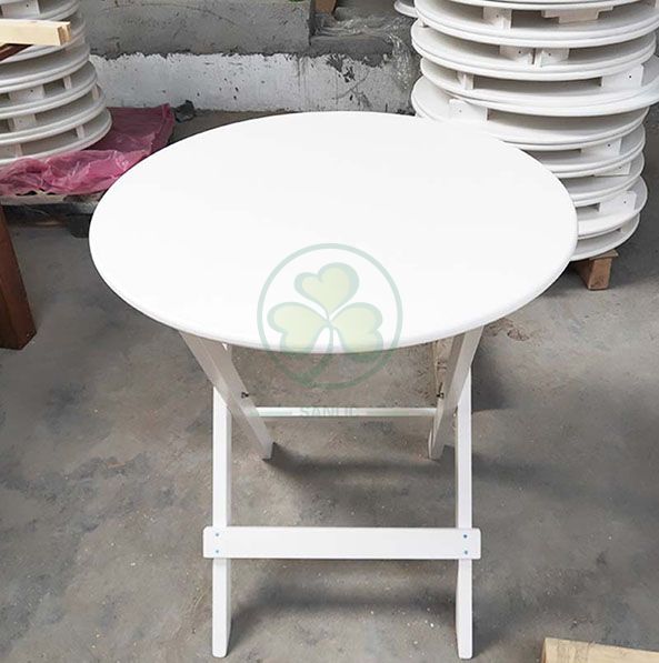 White Round Folding Bistro Table for Ice Cream Shops or Window Nook  SL-T2128