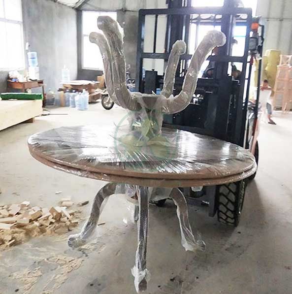 Customized Reclaimed Wood White Round Pedestal Dining Table SL-T2120WWPT