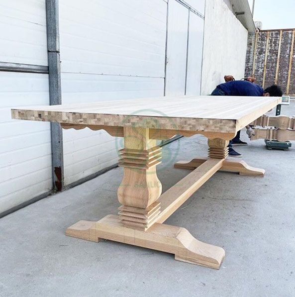 New Designed Solid Wood Trestle Pedestal Large Rectangle Farmhouse Dining Table SL-T2133