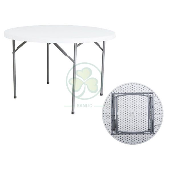 Wholesale EN581 4ft Plastic Round Folding Dining Table for Weddings and Banquets  SL-T2153PRDT