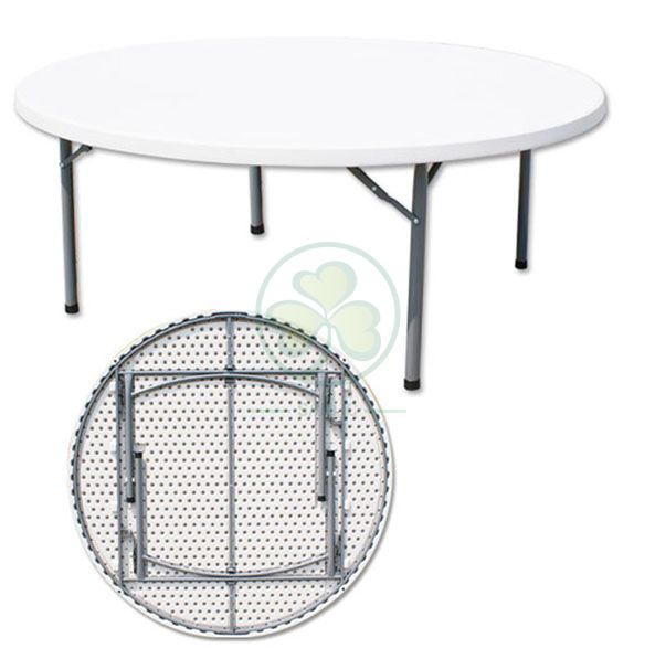 Hot Selling 72inches Round Plastic Folding Dining Table for Dining Halls or Wedding Venues  SL-T2156PFDT