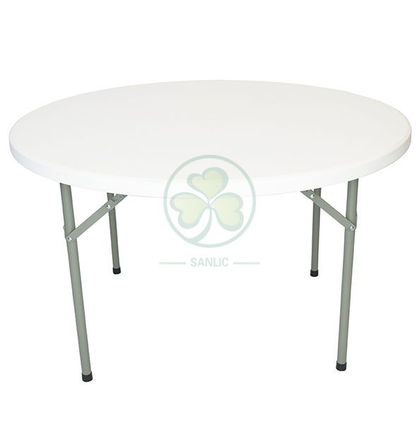 Factory Direct 43inches HDPE White Plastic Round Folding Dining Table for Indoor and Outdoor Events and Banquets  SL-T2159