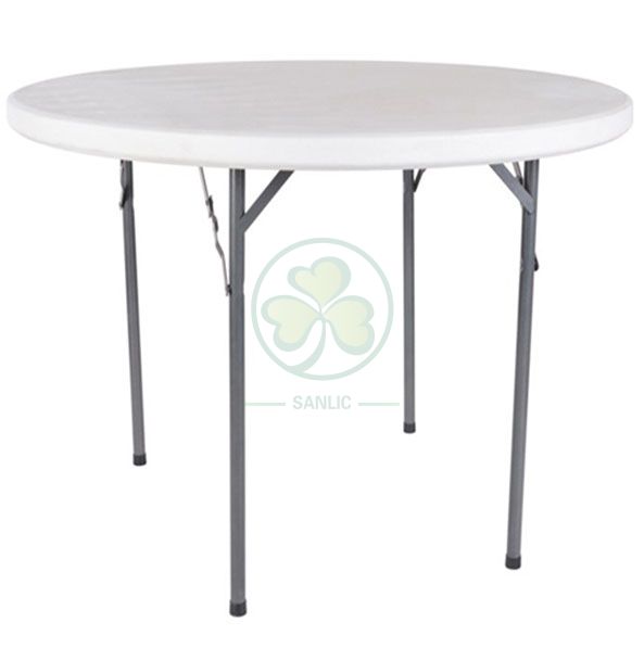 Factory Direct 43inches HDPE White Plastic Round Folding Dining Table for Indoor and Outdoor Events and Banquets  SL-T2159