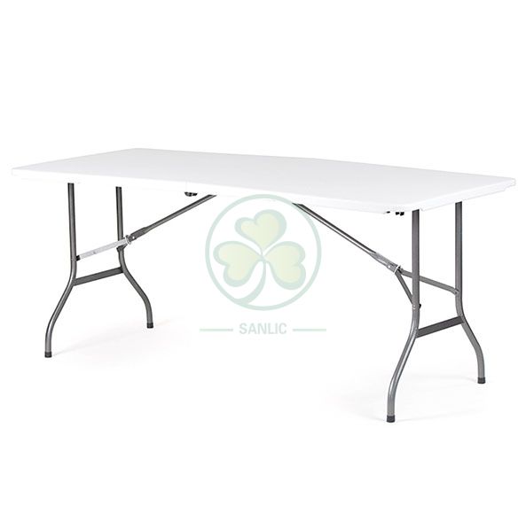 6ft Plastic Rectangular Fold-In-Half Dining Table with Lock T3.5  SL-T2161RFHT