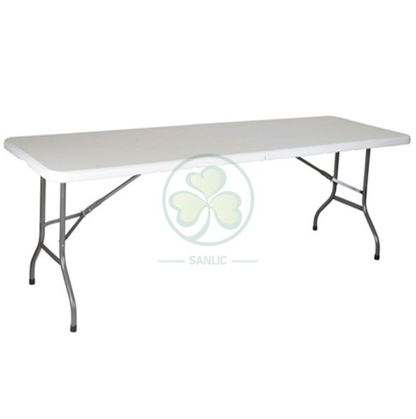 Granite White 8ft Rectangular Fold-In-Half Dining Table SL-T2167