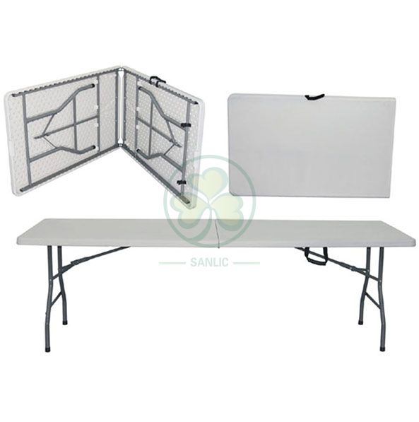 Granite White 8ft Rectangular Fold-In-Half Dining Table SL-T2167