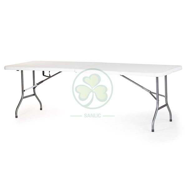 Granite White 8ft Rectangular Fold-In-Half Dining Table SL-T2167