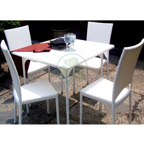 Factory Wholesale Garden Patio Furniture Restaurant Furniture Rattan Square Table Dining Set SL-WR2185RGPF