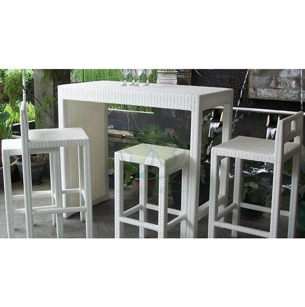 Factory Wholesale All Weather High Quality Outdoor Furniture Rattan Bar Set and Restaurant Table and Chairs Set SL-WR2188