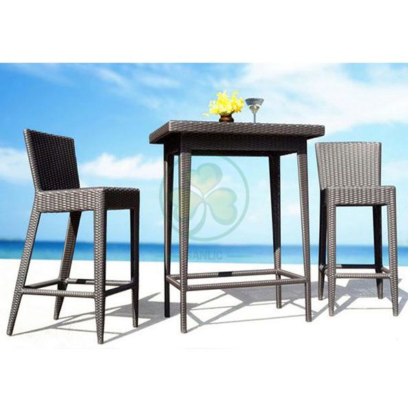 Factory Wholesale All Weather High Quality Outdoor Furniture Rattan Bar Set and Restaurant Table and Chairs Set SL-WR2188