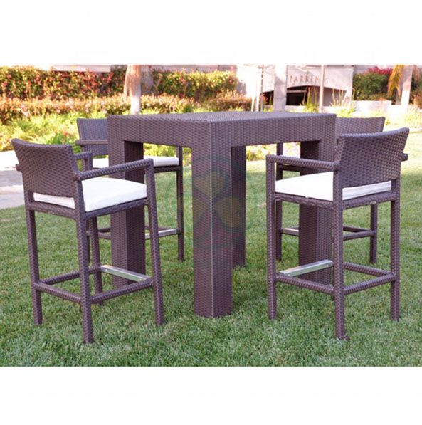 Factory Wholesale All Weather High Quality Outdoor Furniture Rattan Bar Set and Restaurant Table and Chairs Set SL-WR2188