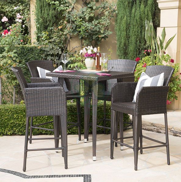 Factory Wholesale All Weather High Quality Outdoor Furniture Rattan Bar Set and Restaurant Table and Chairs Set SL-WR2188