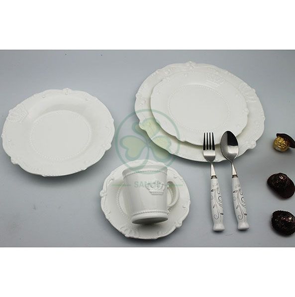 Hotel Restaurant Wedding Event Round Dishes Porcelain Sets Dinnerware Dinner Ceramic Plates SL-CD2201