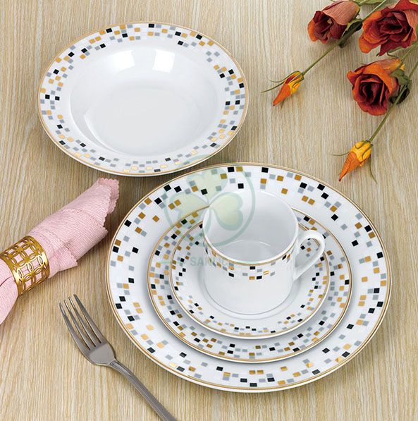 Eco Friendly White Porcelain Wedding Catering Ceramic Dinner Plates Bone China Plates  SL-CD2202WPCP