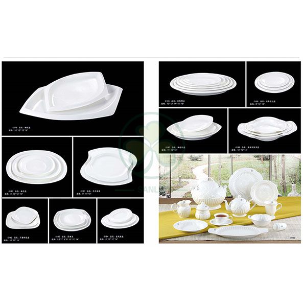 Eco Friendly White Porcelain Wedding Catering Ceramic Dinner Plates Bone China Plates  SL-CD2202WPCP