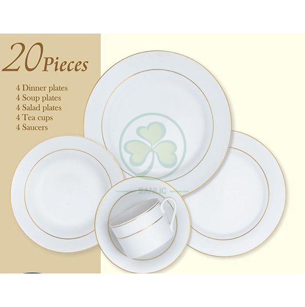 Eco Friendly White Porcelain Wedding Catering Ceramic Dinner Plates Bone China Plates  SL-CD2202WPCP