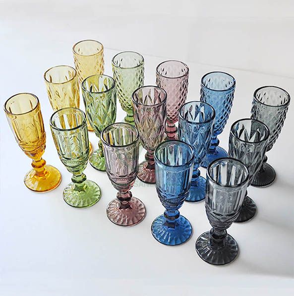 Wholesale Glassware Coloured Goblet Wine Glasses Water Glass Goblets SL-CD2203