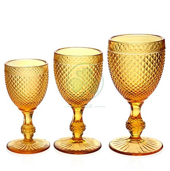 Wholesale Glassware Coloured Goblet Wine Glasses Water Glass Goblets SL-CD2203